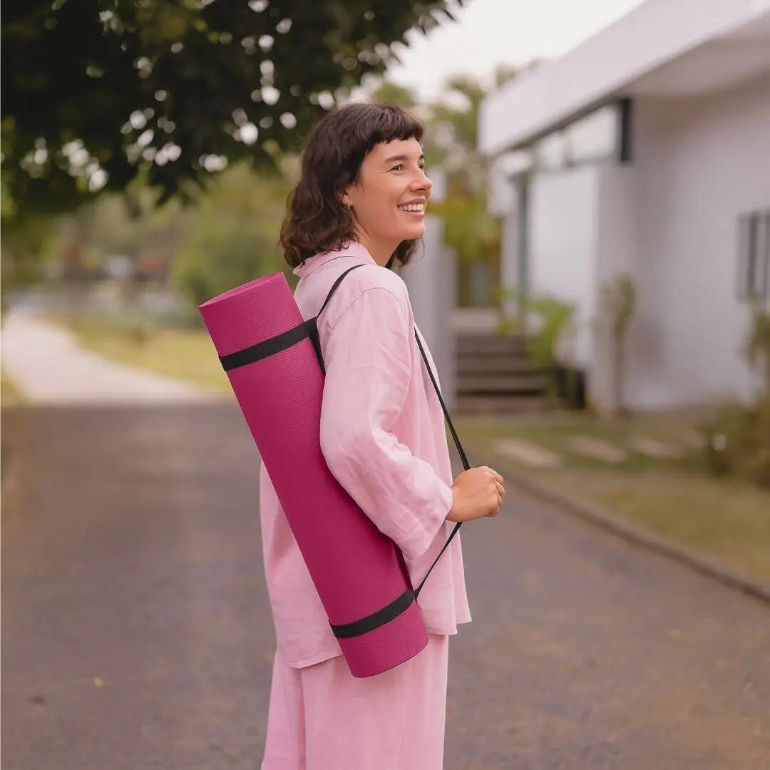 IVOL yoga mat met draagriem - Extra dik 10 mm - Roze 3/7