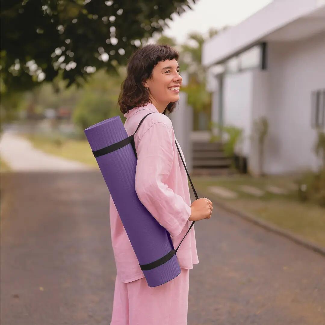 Tappetino yoga IVOL con tracolla - Spessore extra 10 mm - Viola 3/7