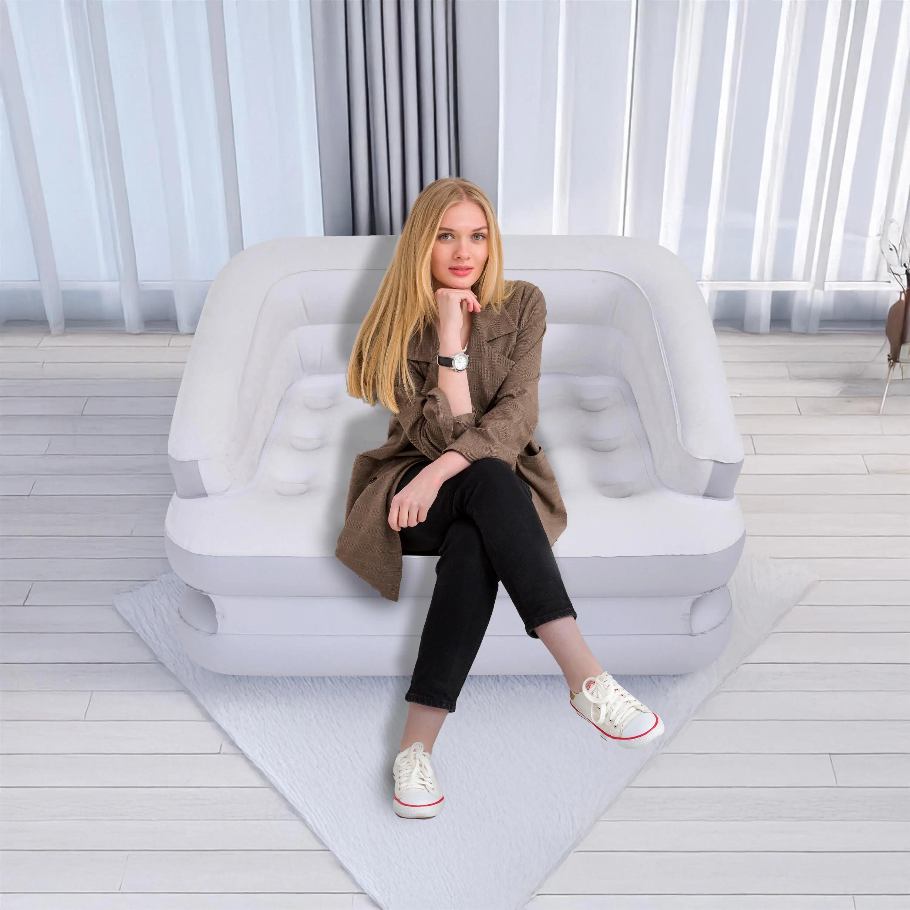 Multifunktions-Luftsofa Weiß/Grau 198x138x62cm für 2 Personen 2/7