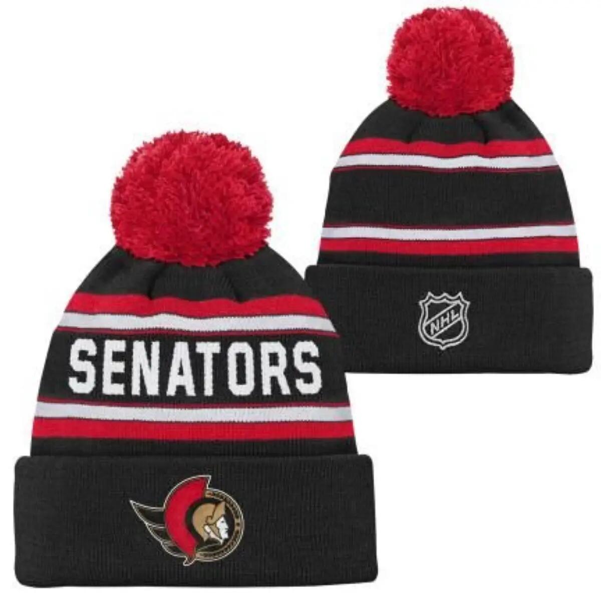 3RD Jersey Jacquard NHL Junior Cuff Pom căciulă de iarnă Ottawa Senators