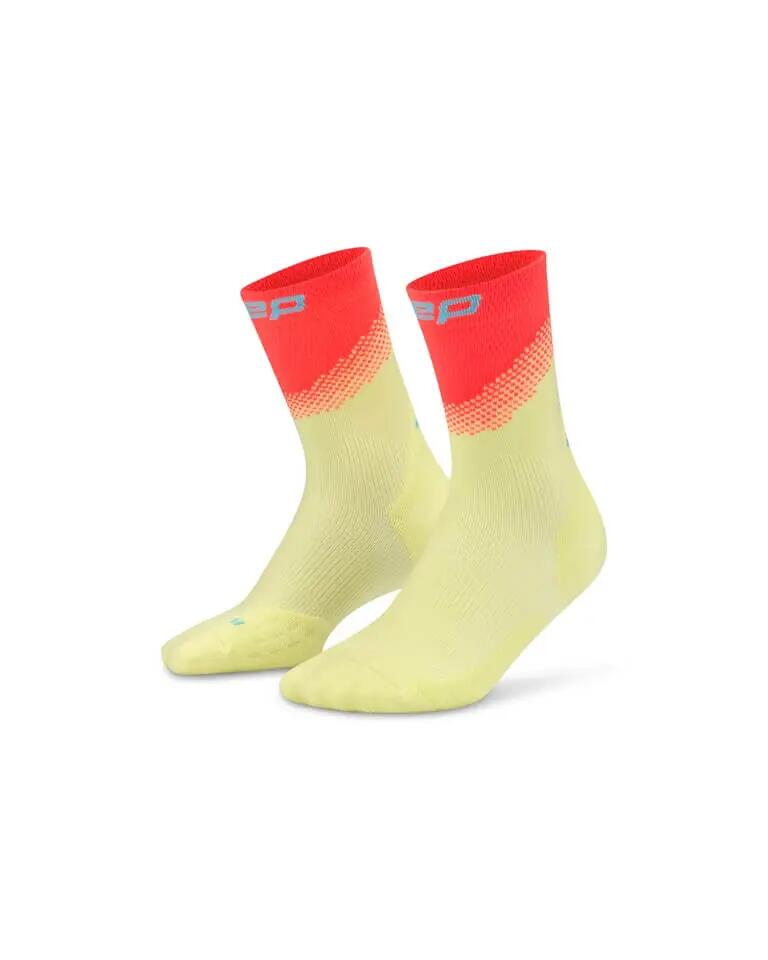 Șosete compresie CEP Run Edition Split Mid Cut - lime/coral neon | alergare