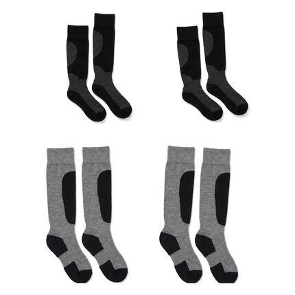Kinder Ski Snowboard Skisocken kniehoch Viererpack warme Socken mit Wollanteil