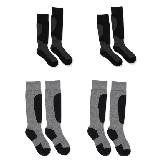 Kinder Ski Snowboard Skisocken kniehoch Viererpack warme Socken mit Wollanteil