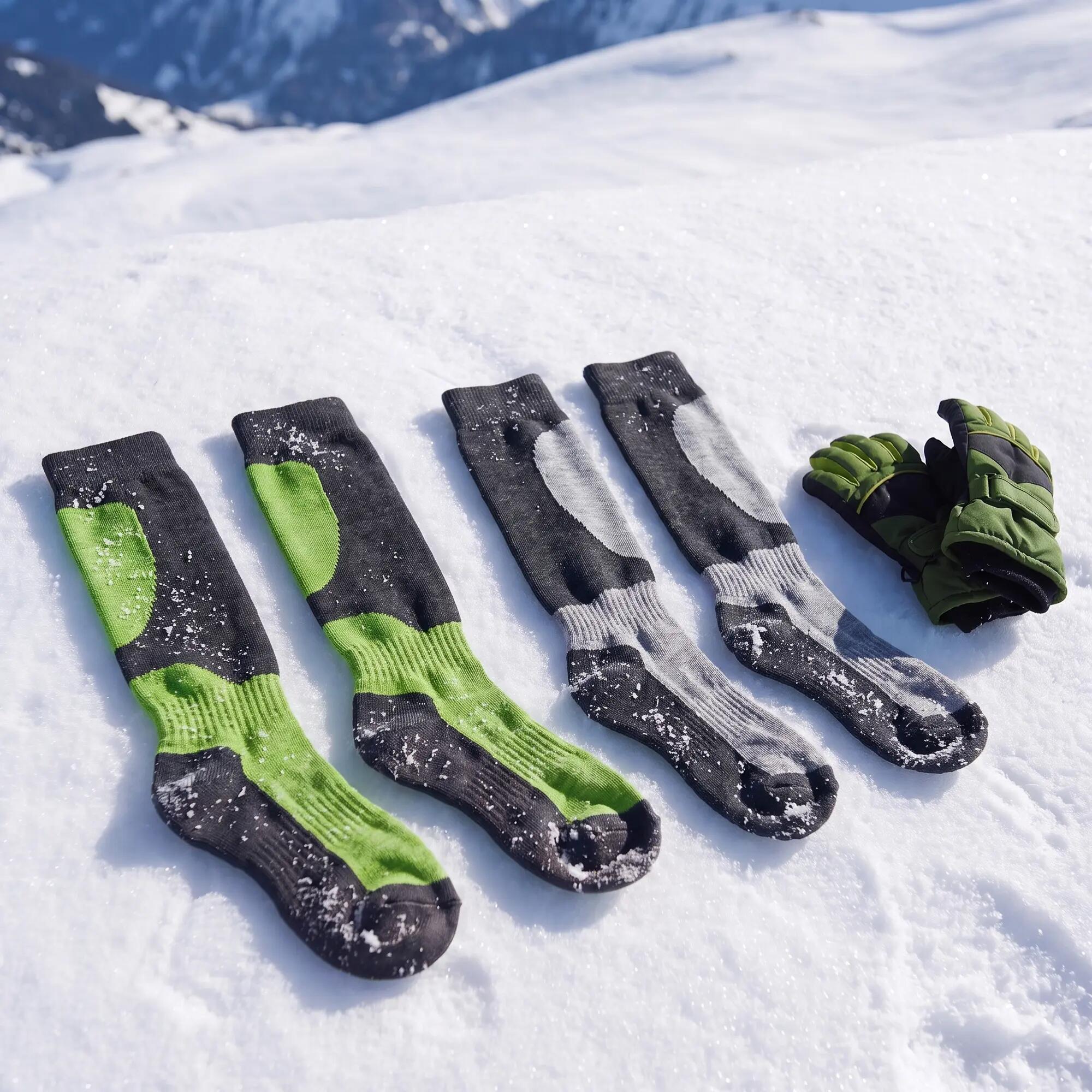 Skisocken Kinder 4er Pack, lange Skistrümpfe für Jungen und Mädchen mit Wolle 3/4