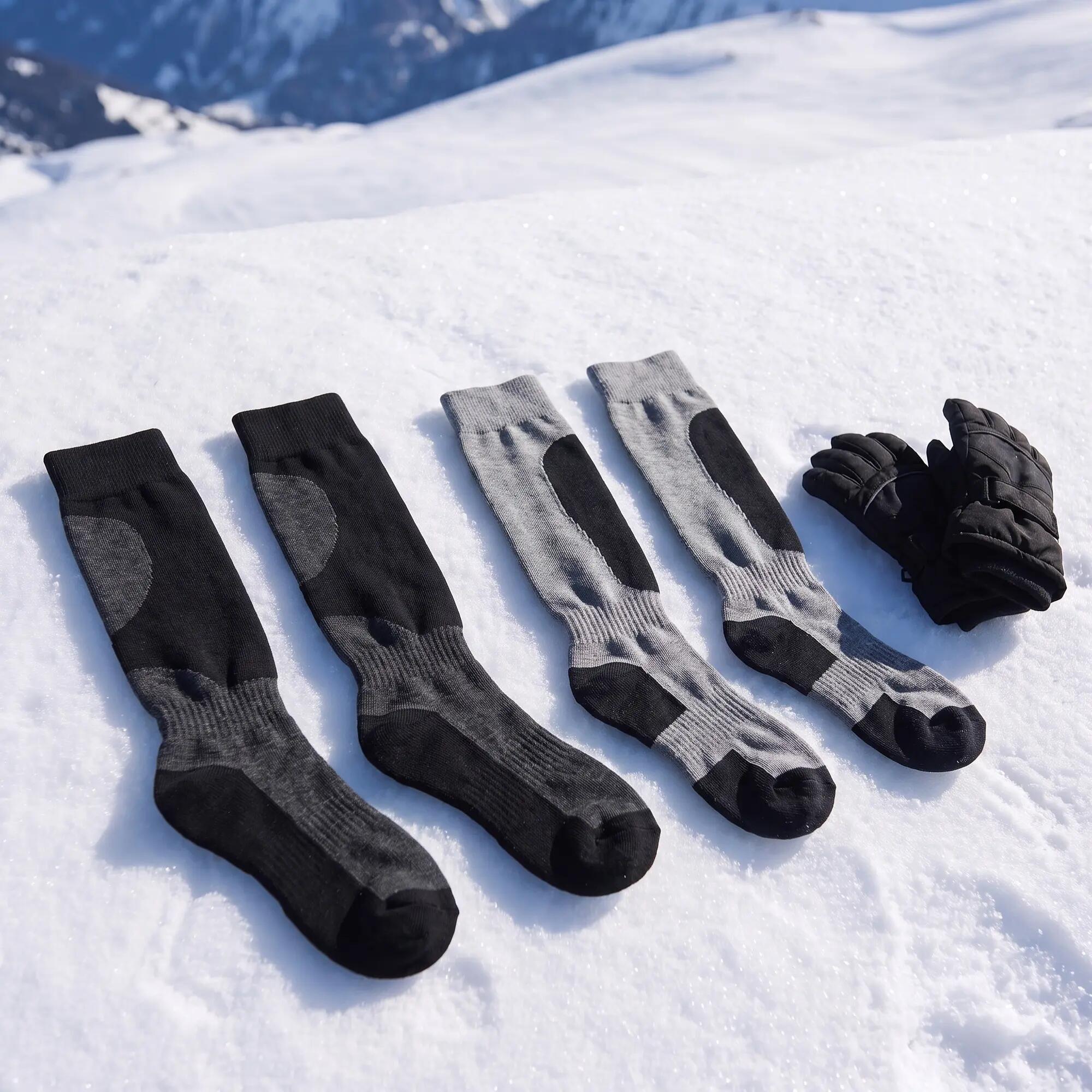 Skisocken Kinder 4er Pack, lange Skistrümpfe für Jungen und Mädchen mit Wolle 3/4