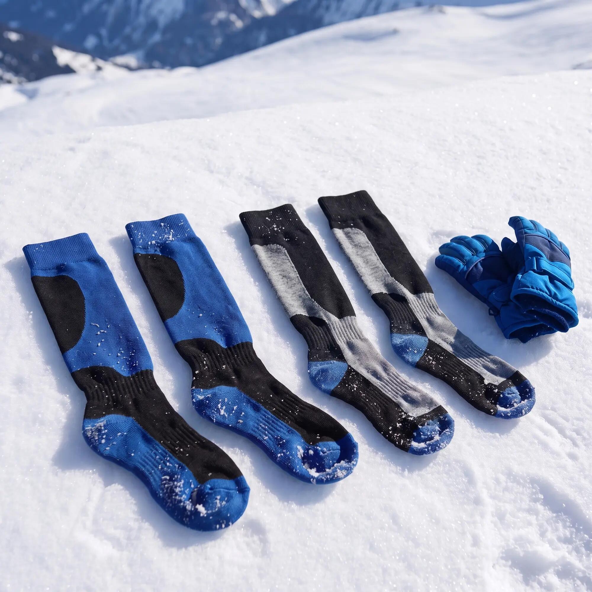 Skisocken Kinder 4er Pack, lange Skistrümpfe für Jungen und Mädchen mit Wolle 3/4
