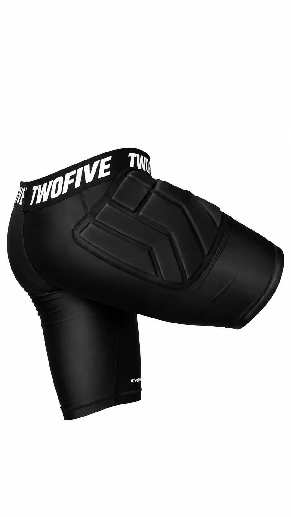 Short de compression rembourré de football enfant/adulte unisexe noir 3/6