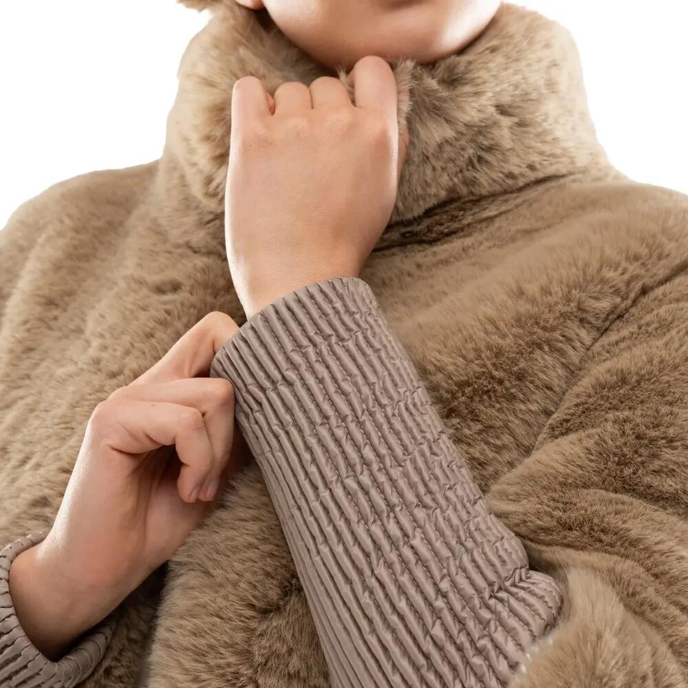 Combinaison de ski rétro en fausse fourrure femme Val Gardena-W Camel Beige 5/8