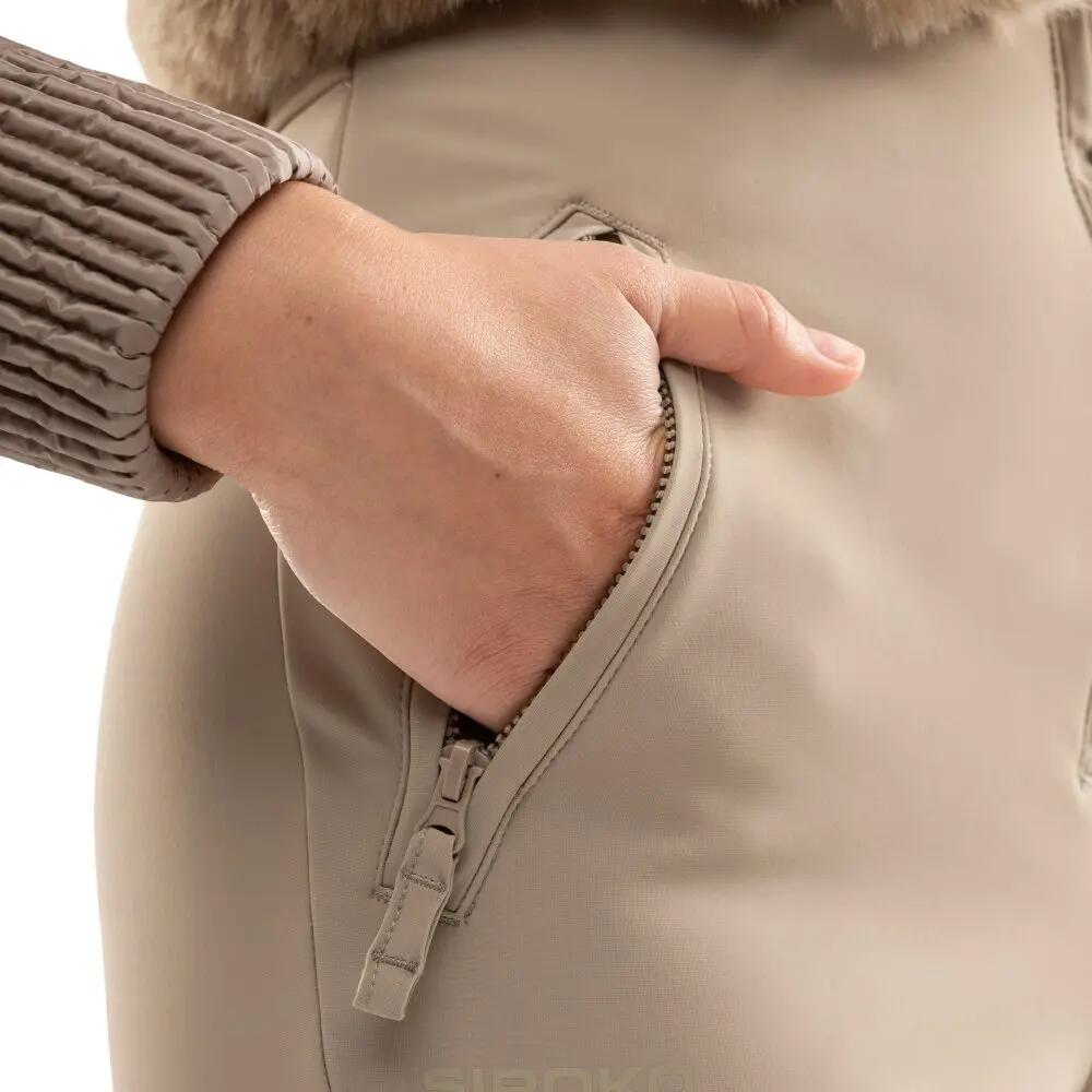 Combinaison de ski rétro en fausse fourrure femme Val Gardena-W Camel Beige 4/8