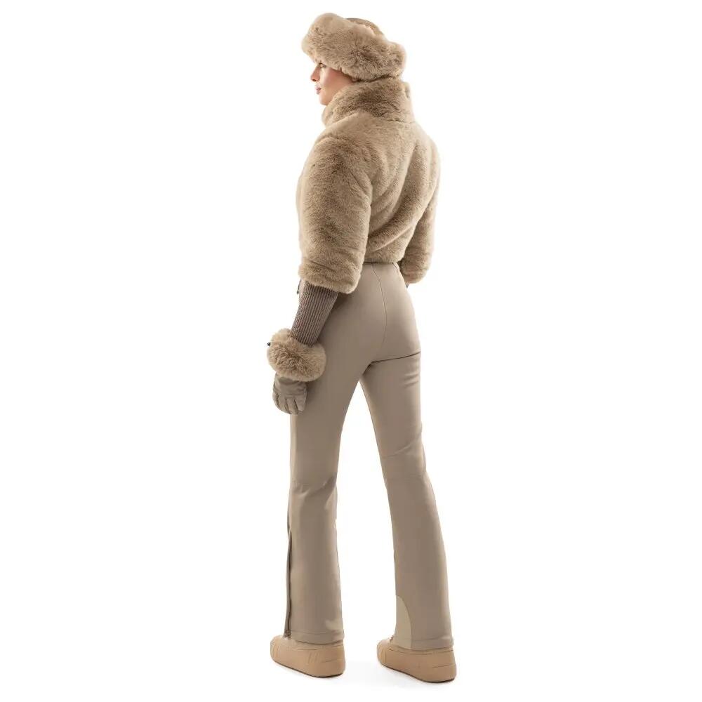 Combinaison de ski rétro en fausse fourrure femme Val Gardena-W Camel Beige 2/8