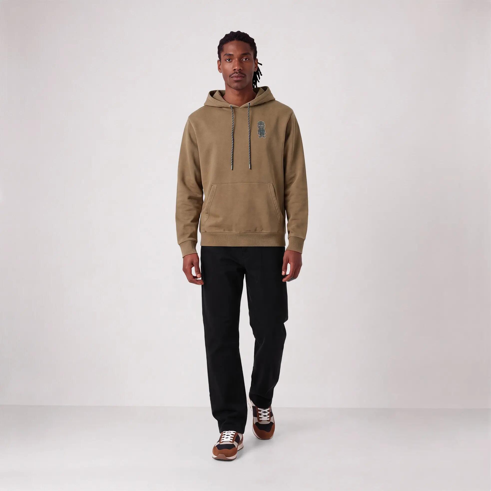 Sweat à capuche en coton molleton marron caramel broderie Pilote SBPLAY 6/6