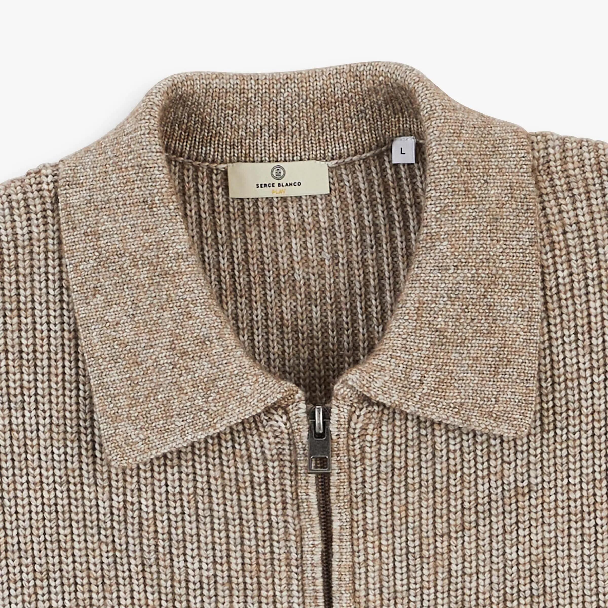 Gilet zippé jacquard beige chiné Mayron SBPLAY 4/6