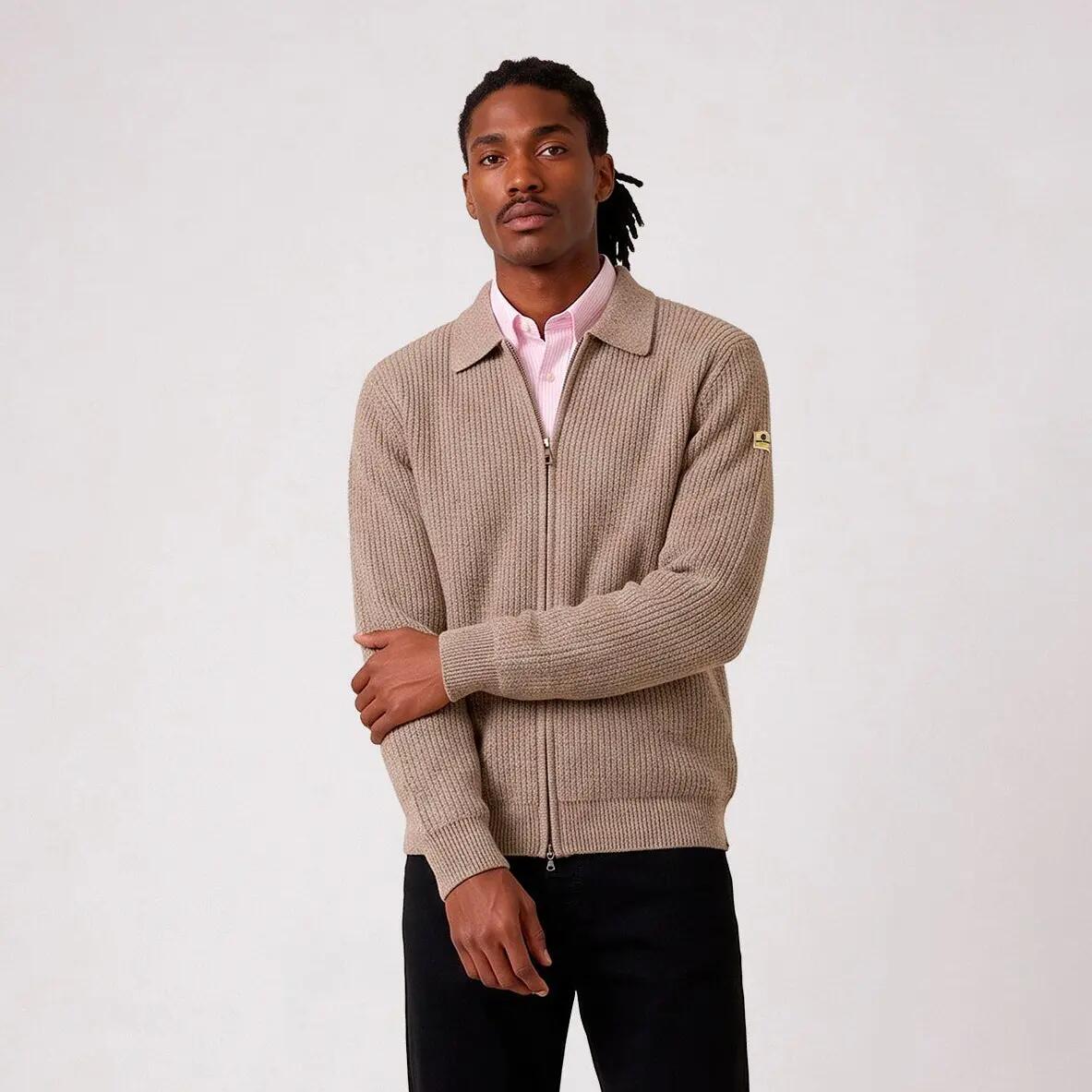 Gilet zippé jacquard beige chiné Mayron SBPLAY 2/6