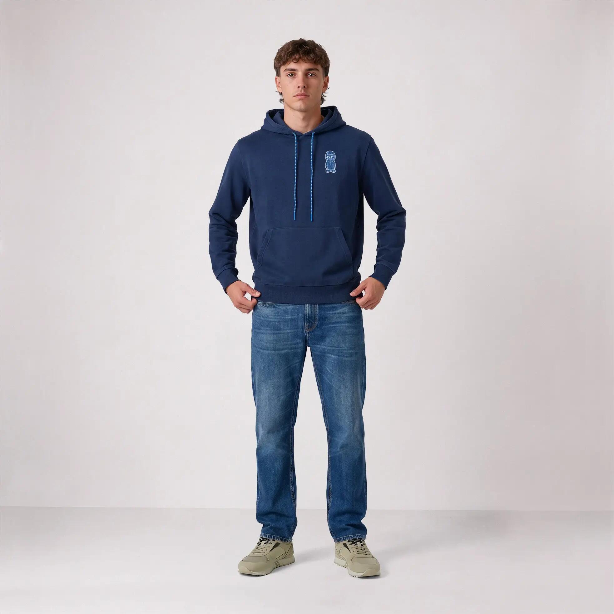 Sweat à capuche en coton molleton bleu marine broderie Pilote SBPLAY 6/6
