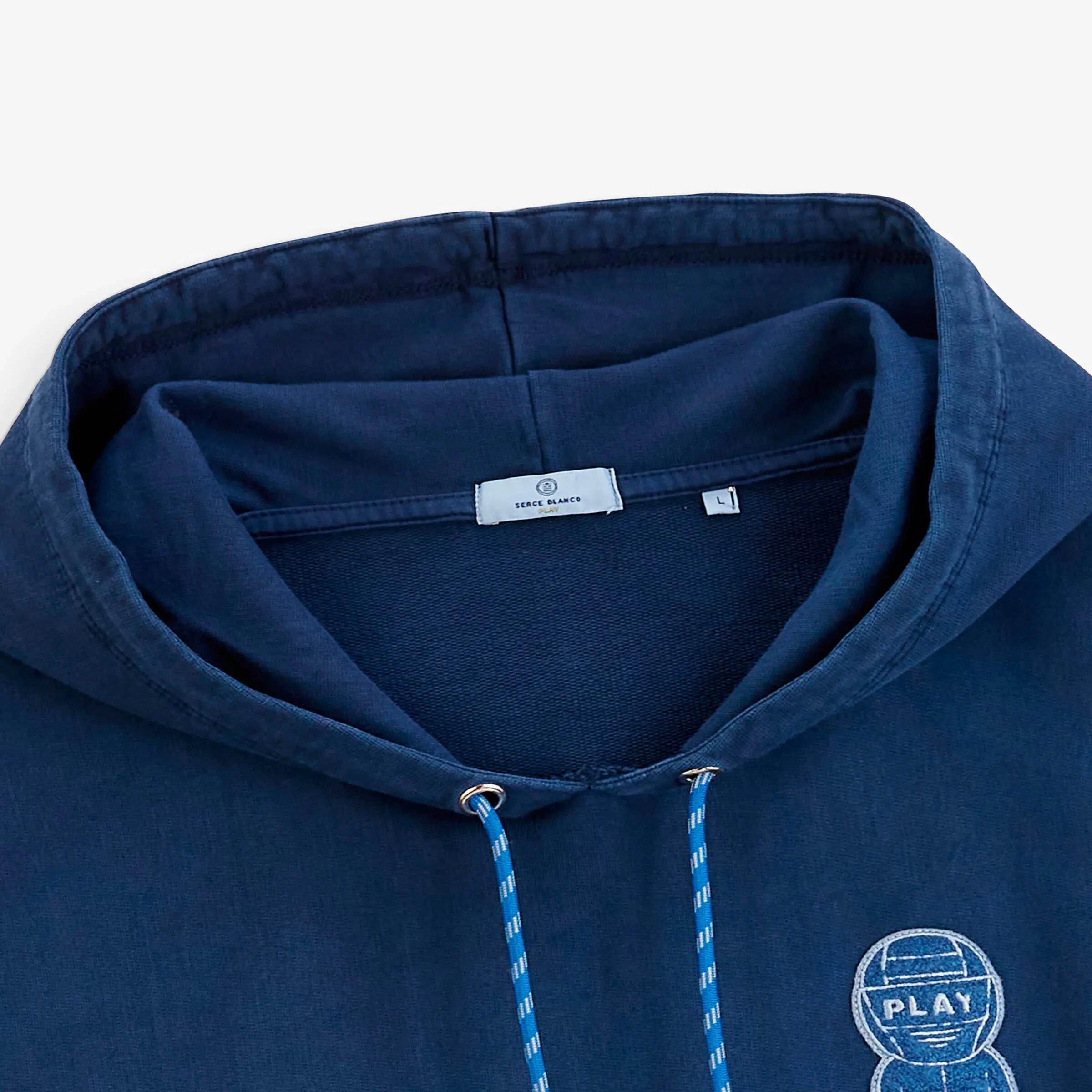 Sweat à capuche en coton molleton bleu marine broderie Pilote SBPLAY 4/6