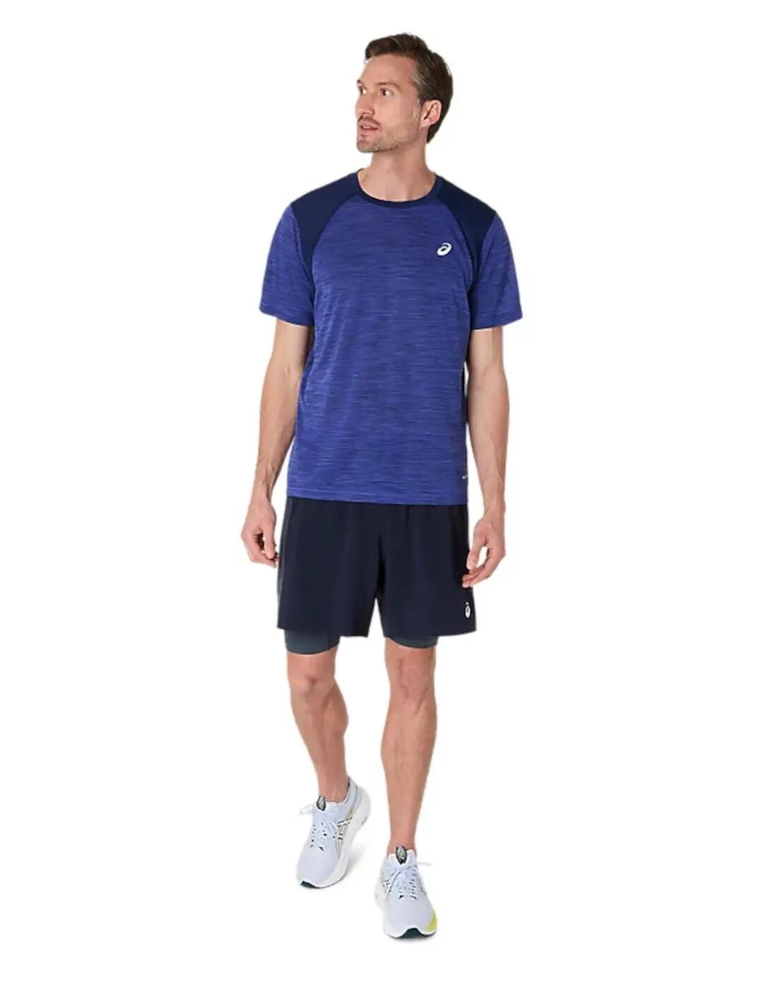Maillot pour homme Asics Road ss Bleu 5/5