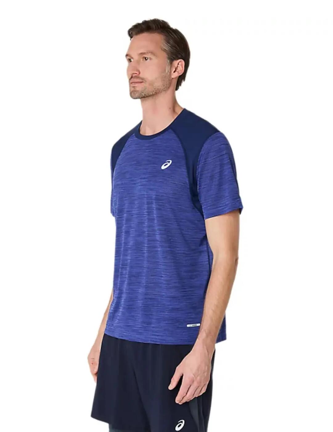 Maillot pour homme Asics Road ss Bleu 3/5
