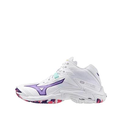 Mizuno wave lightning z8 mid schoenen wit/paarse indigo/roze camélia