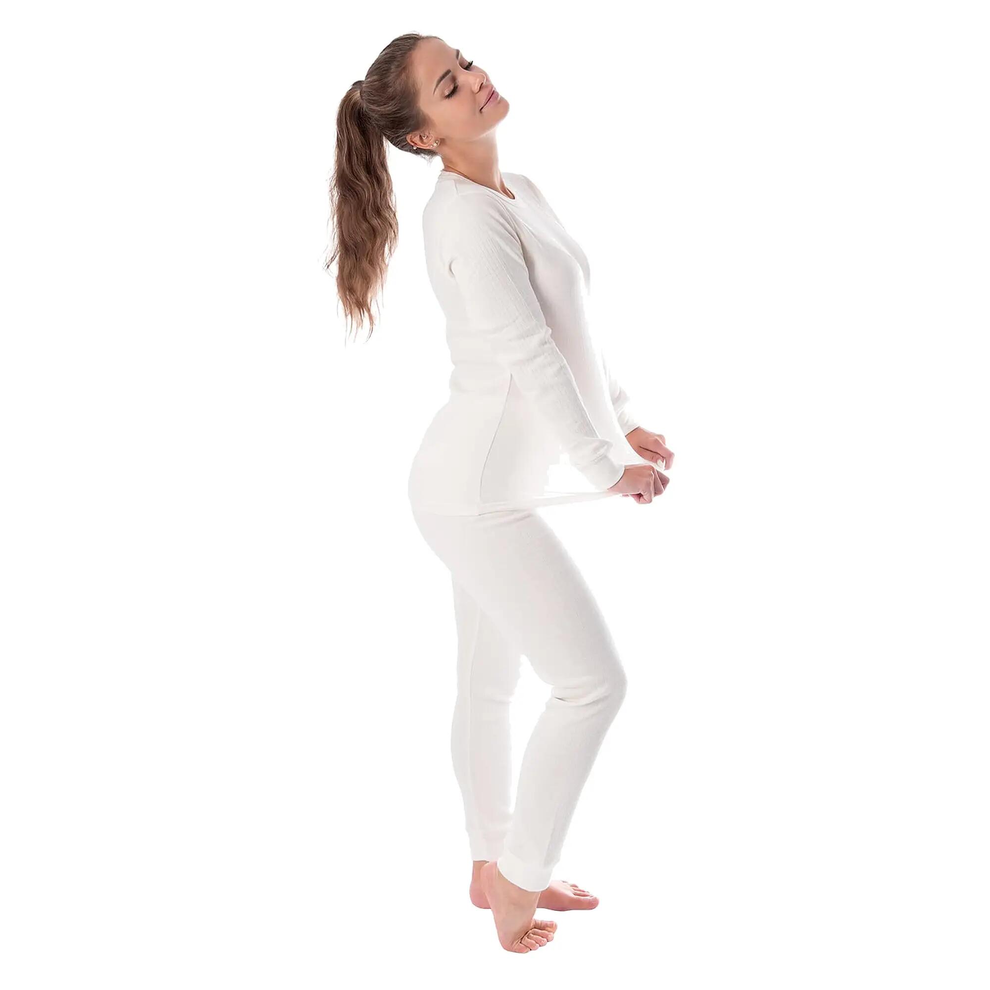 Damen Skiunterwäsche Set Unterhemd und lange Unterhose Innenfleece Rippstrick 3/7