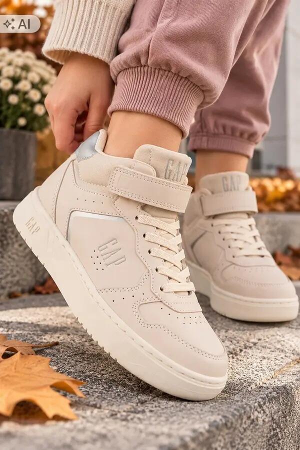 Dziecięce buty sneakersy sportowe wysokie dziewczęce dla dziewczynki nude na rze 2/12