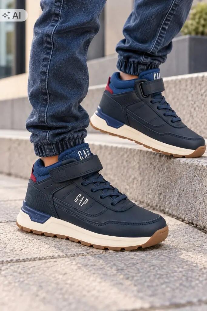 Dziecięce buty sneakersy sportowe wysokie chłopięce granatowe dla chłopca na rze 2/12