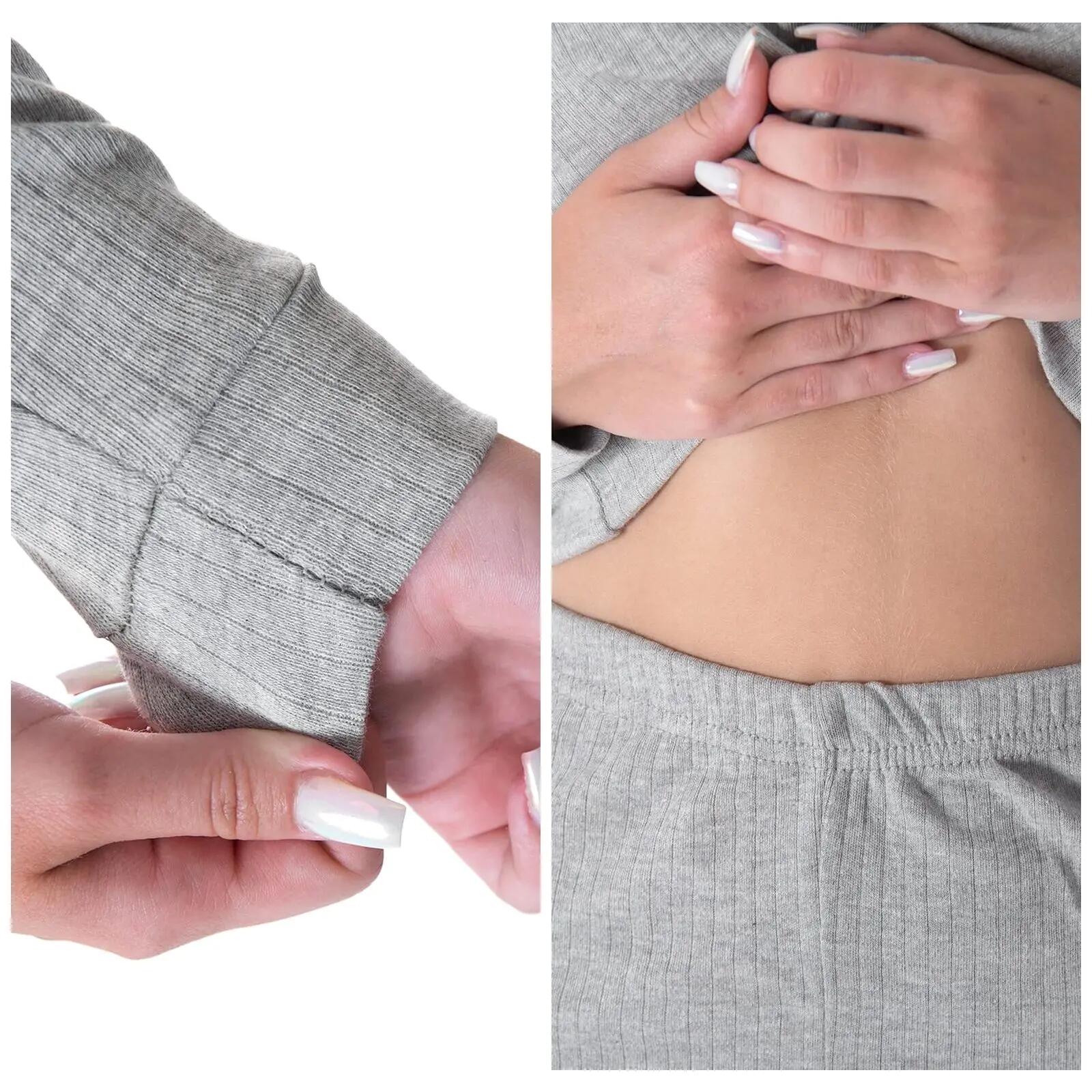 Damen Skiunterwäsche Set Unterhemd und lange Unterhose Innenfleece Rippstrick 5/7