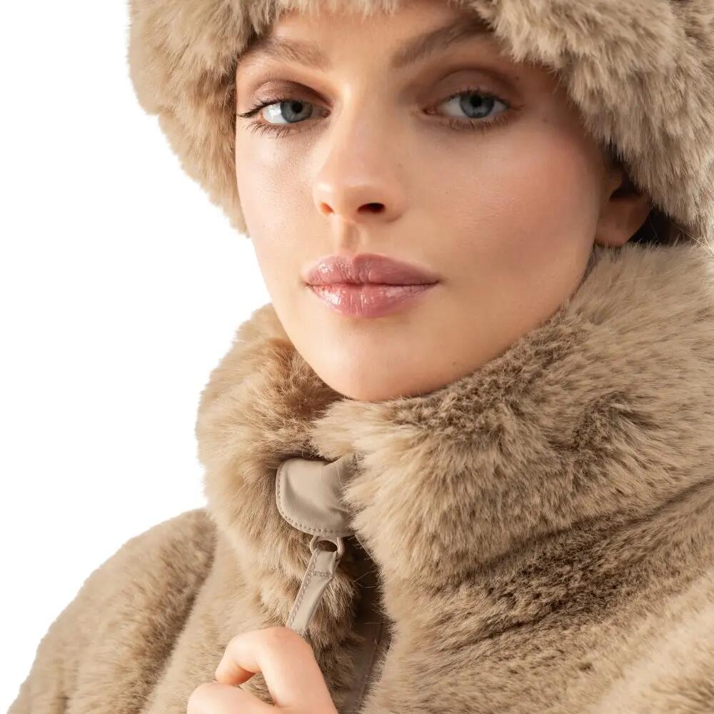 Combinaison de ski rétro en fausse fourrure femme Val Gardena-W Camel Beige 6/8