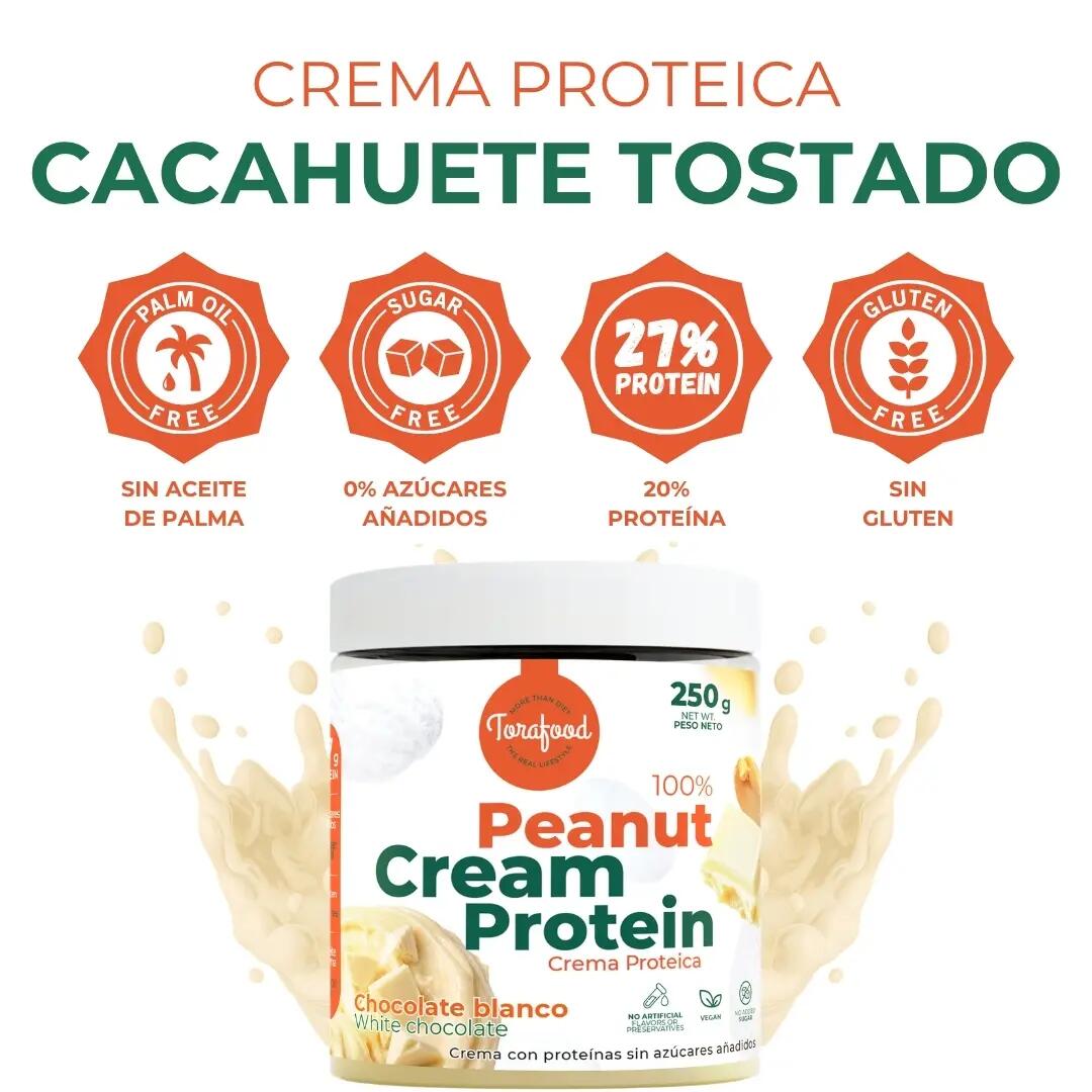 Crema Proteica Cacahuete Tostado White Chocolate 250G Torafood 2/3