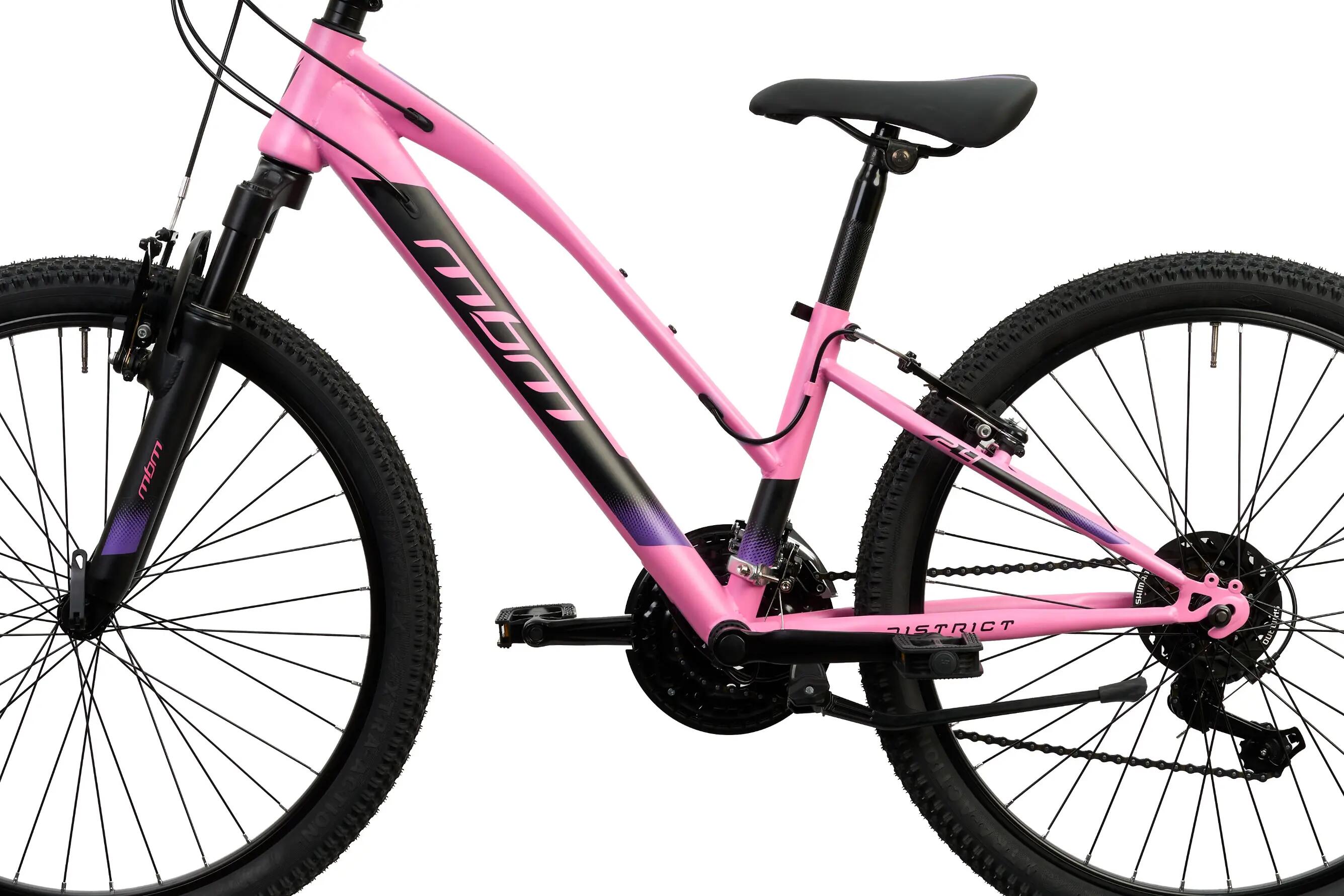Rower Górski MTB Dziecięcy DISTRICT 24" Amortyzacja 7 biegów Shimano Różowy 3/6