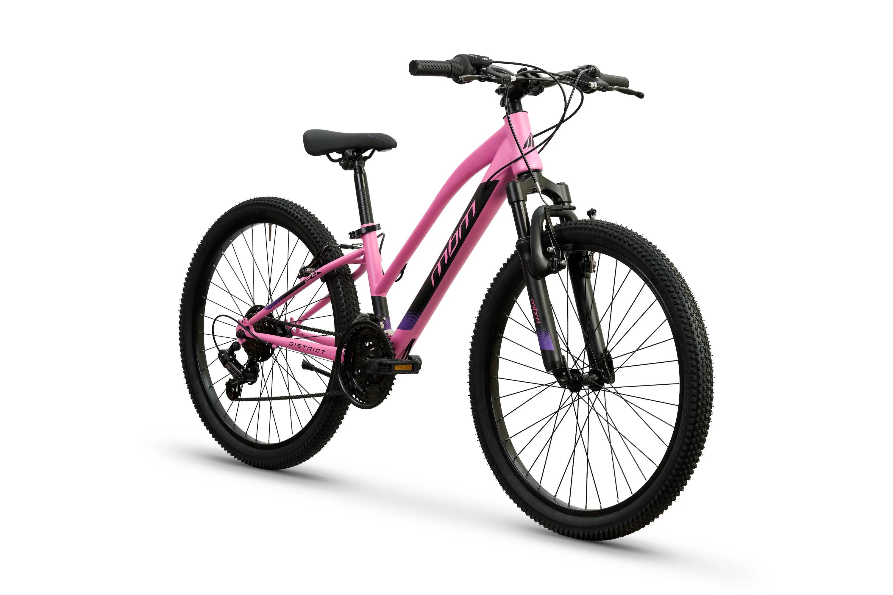 Rower Górski MTB Dziecięcy DISTRICT 24" Amortyzacja 7 biegów Shimano Różowy 2/6