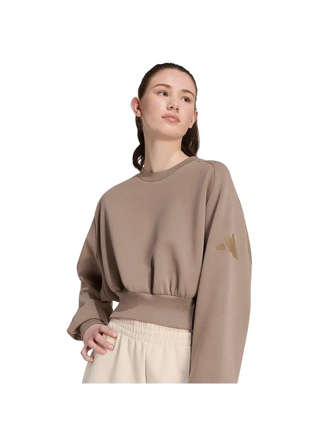 Sweatshirts polaires pour femme Adidas Soft lux Marron. 4/5