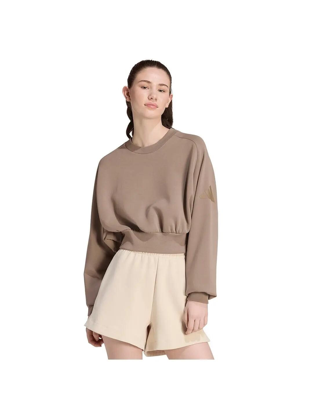 Sweatshirts polaires pour femme Adidas Soft lux Marron. 2/5