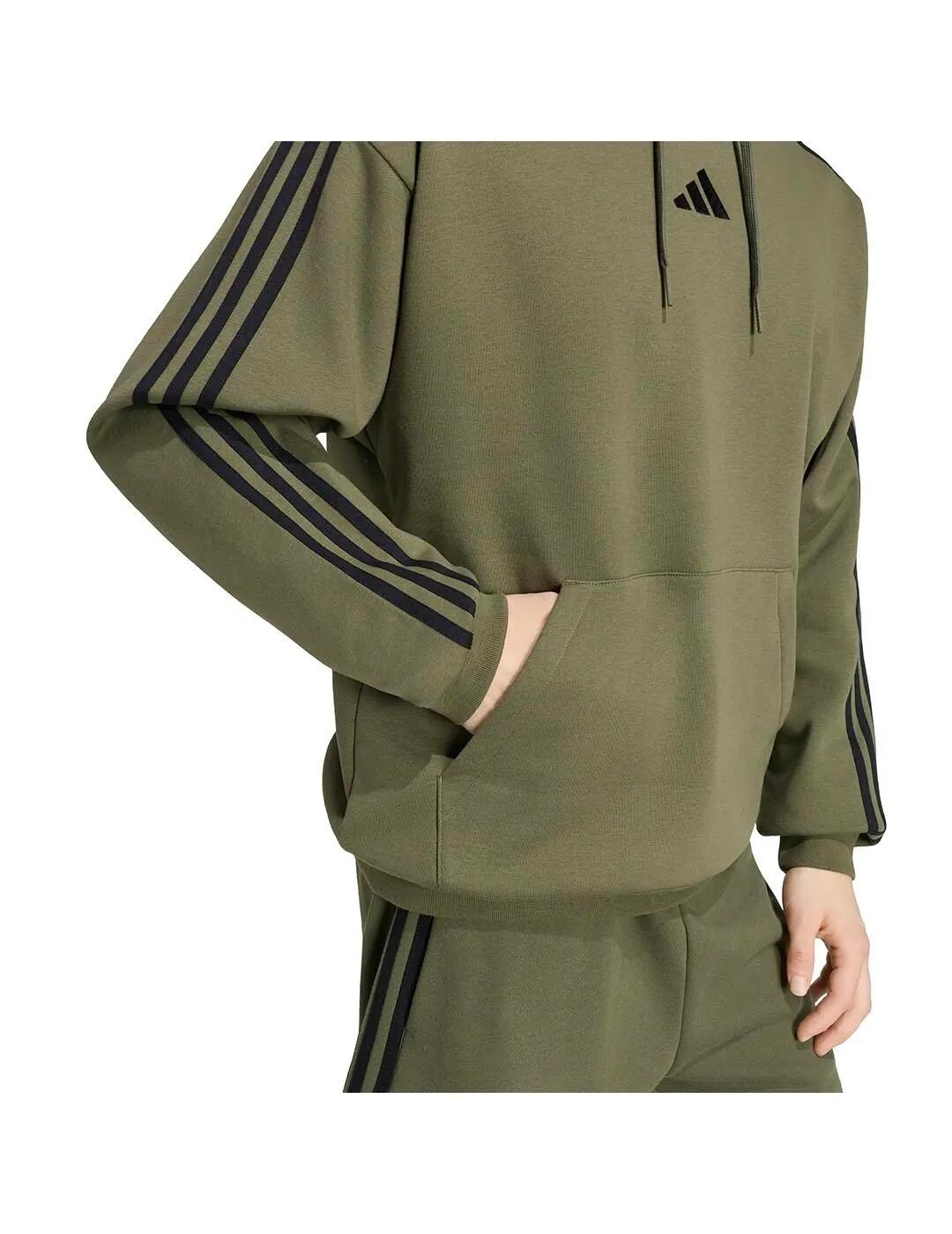 Sweatshirts Fleece-Pullover für Männer Adidas 3 Streifen Grün. 5/5