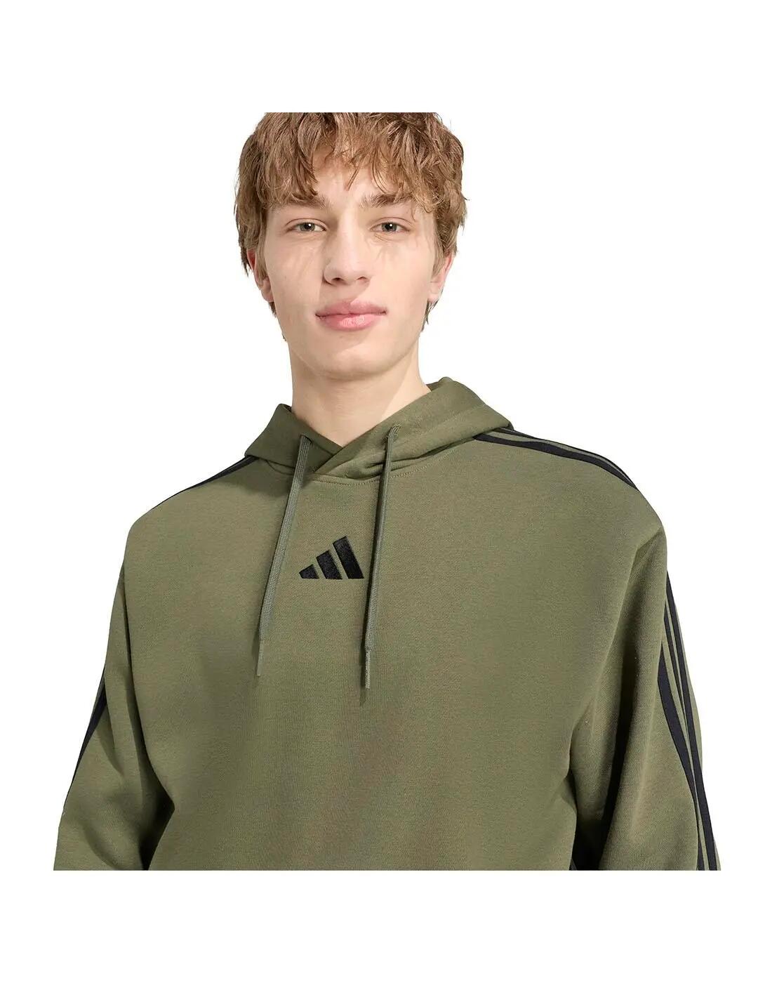 Sweatshirts Fleece-Pullover für Männer Adidas 3 Streifen Grün. 4/5