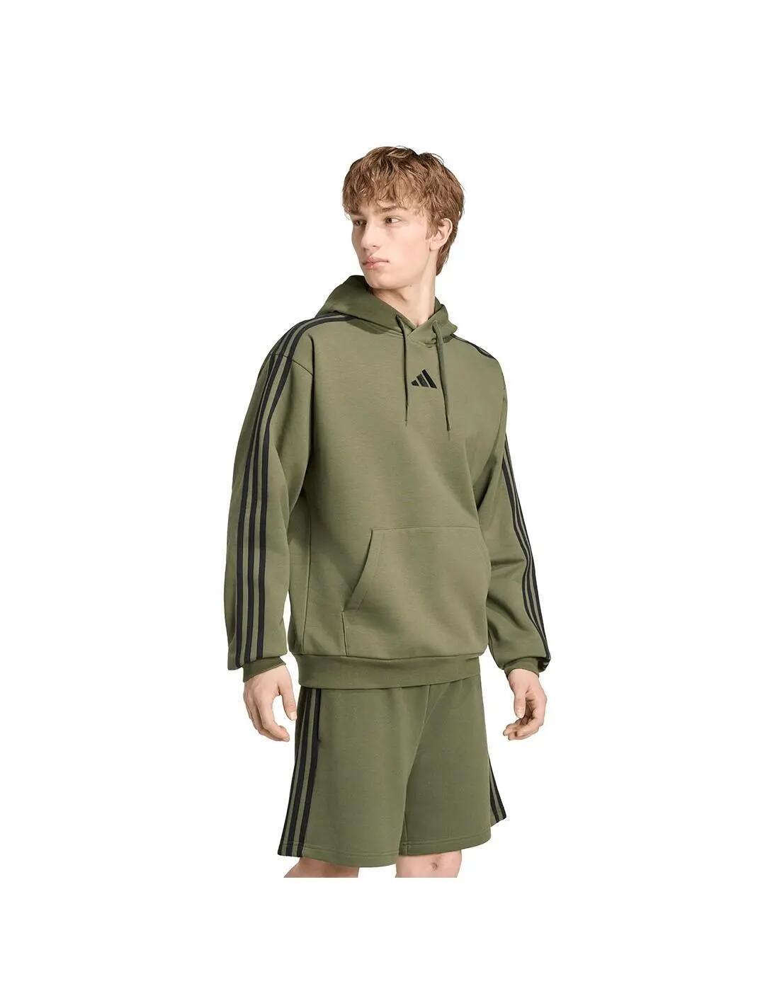 Sweatshirts Fleece-Pullover für Männer Adidas 3 Streifen Grün. 2/5