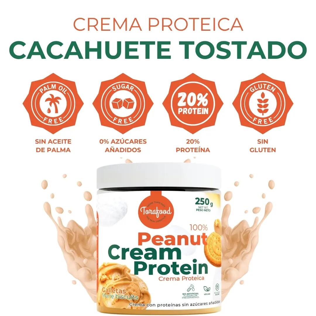 Crema Proteica Cacahuete Tostado Galleta 250G Torafood 2/3