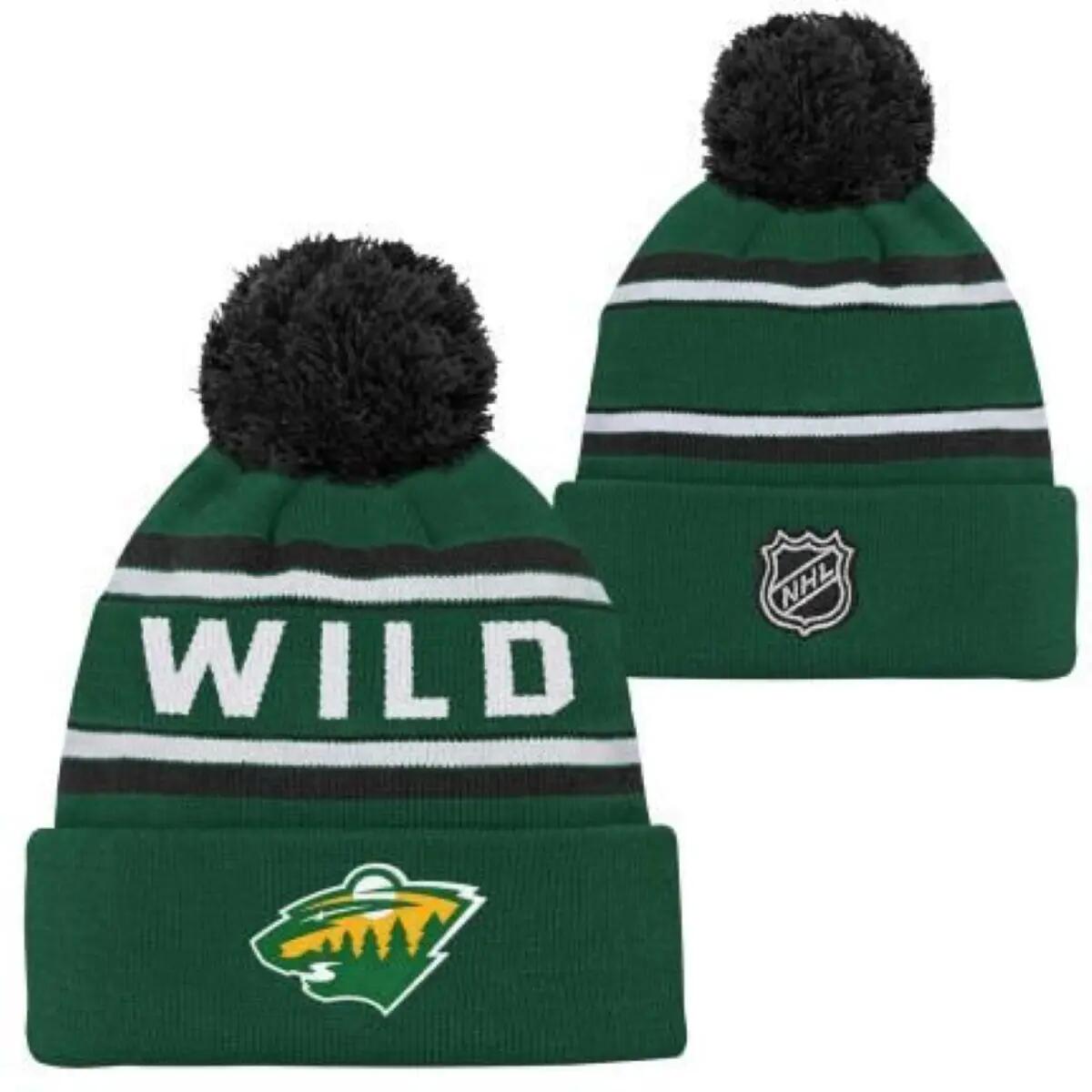 3RD Jersey Jacquard NHL Junior Cuff Pom căciulă de iarnă Minnesota Wild