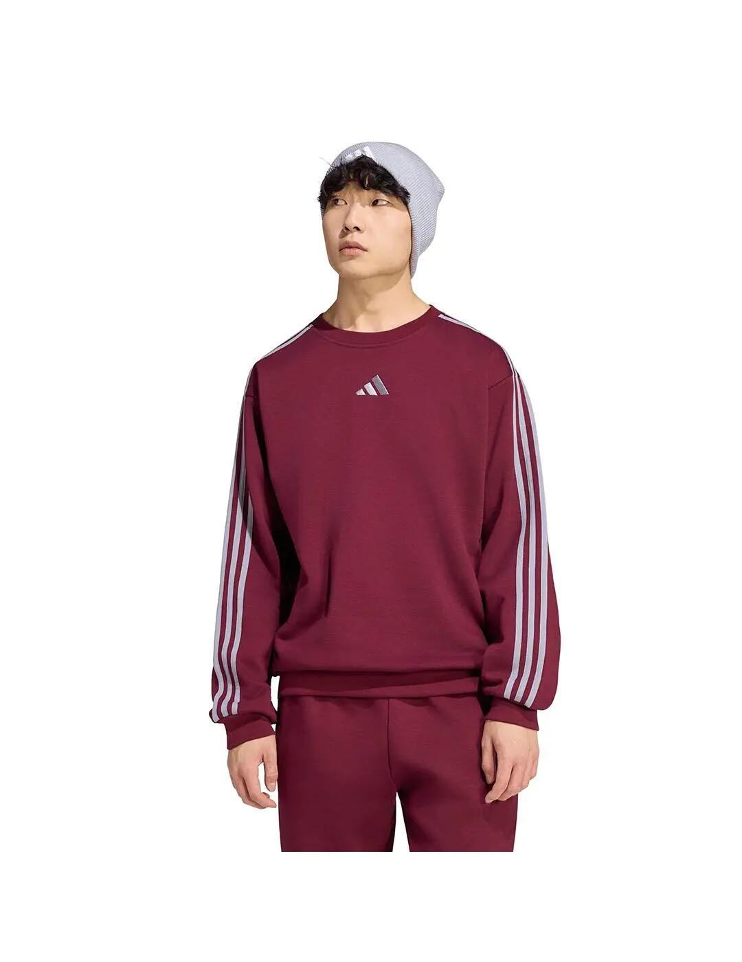 Sweat-shirts en polaire pour homme Adidas 3 bandes grenat. 2/5