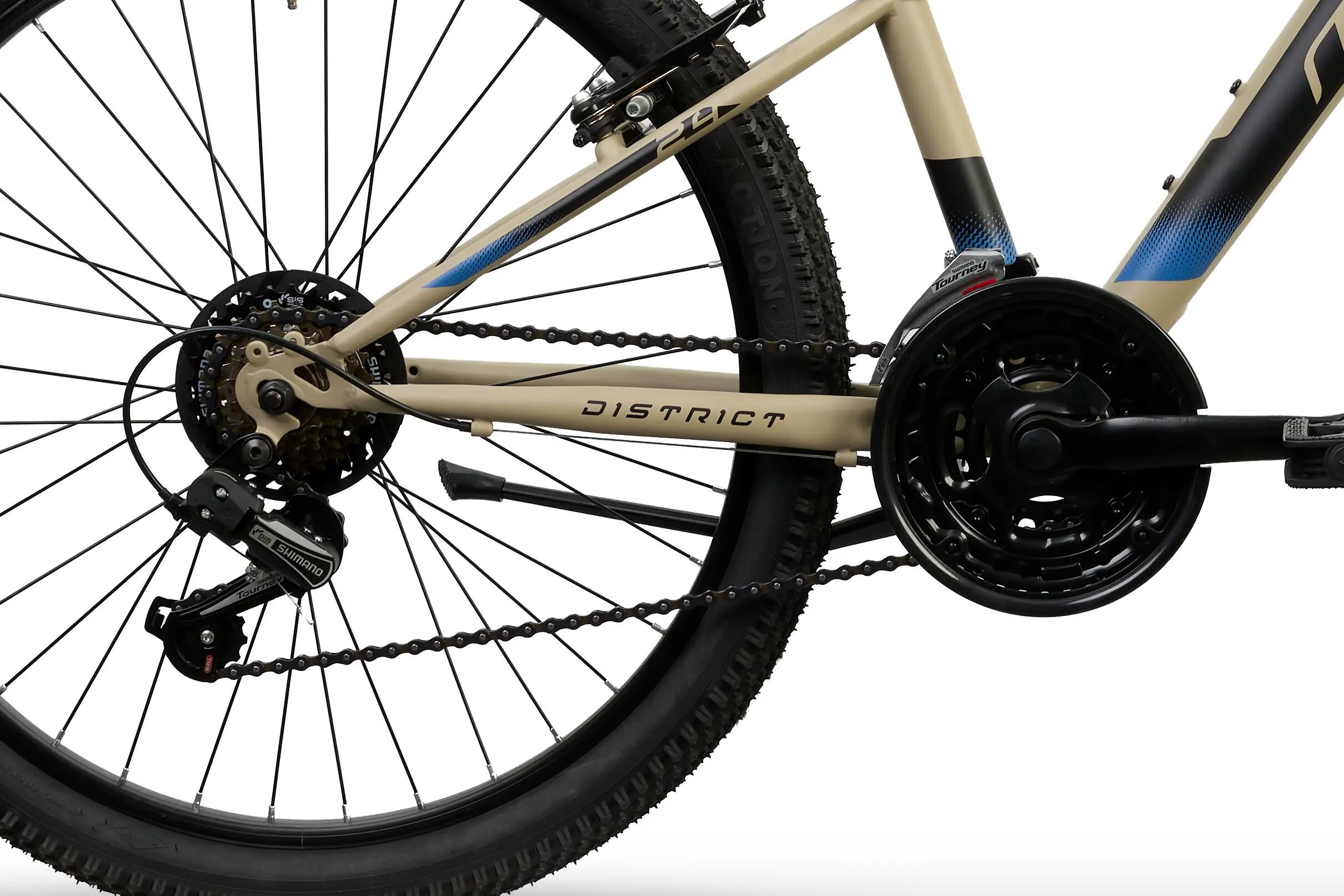 Rower Górski MTB Dziecięcy DISTRICT 24" Amortyzacja 7 biegów Shimano Piaskowy 4/6