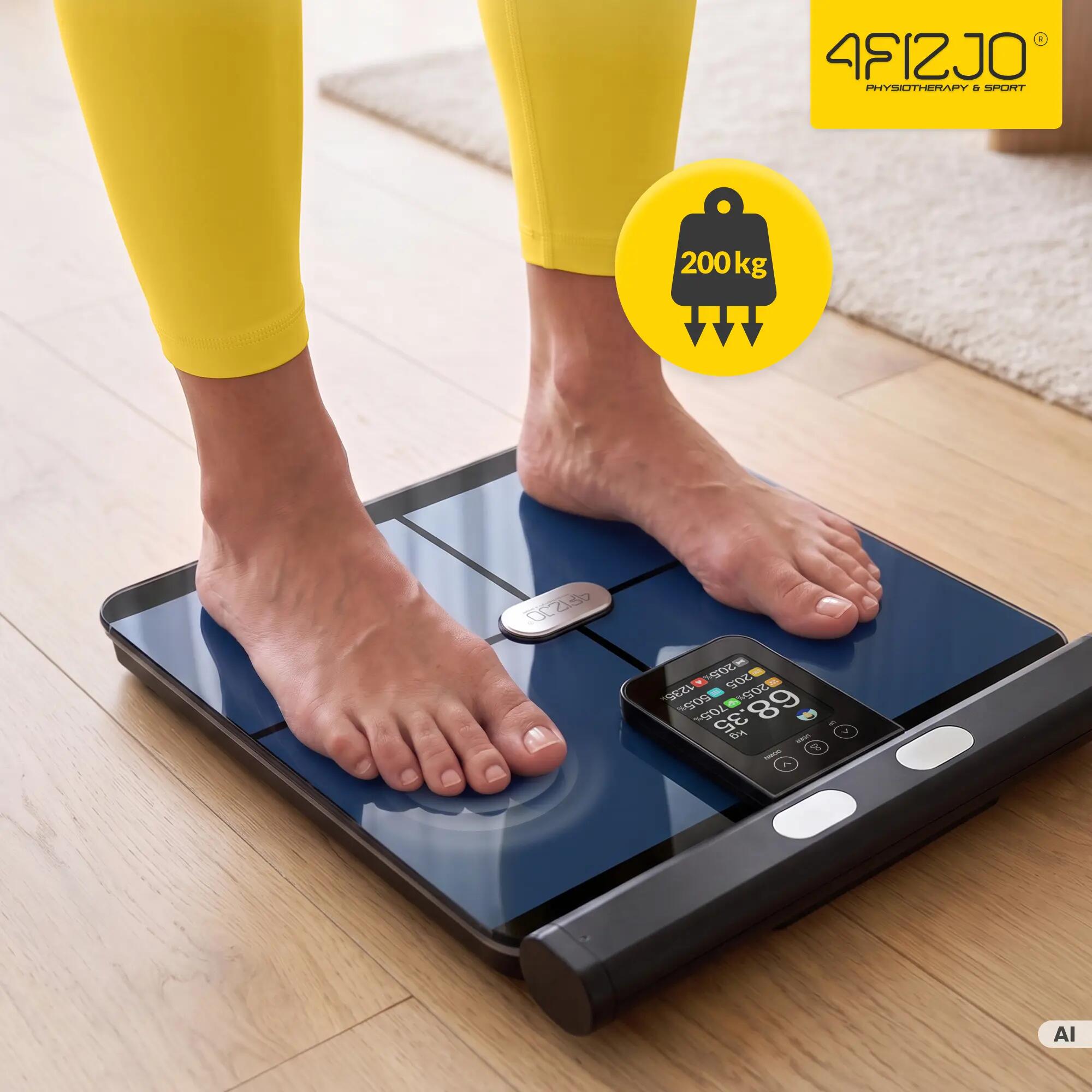 Waga łazienkowa elektroniczna do 200 kg EliteMeasure inteligentna 4FIZJO 8/15