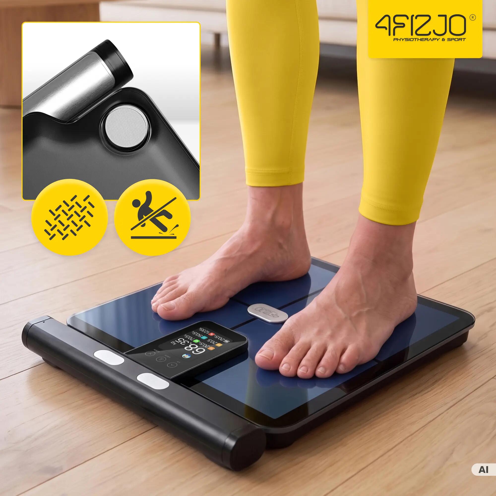Waga łazienkowa elektroniczna do 200 kg EliteMeasure inteligentna 4FIZJO 4/15