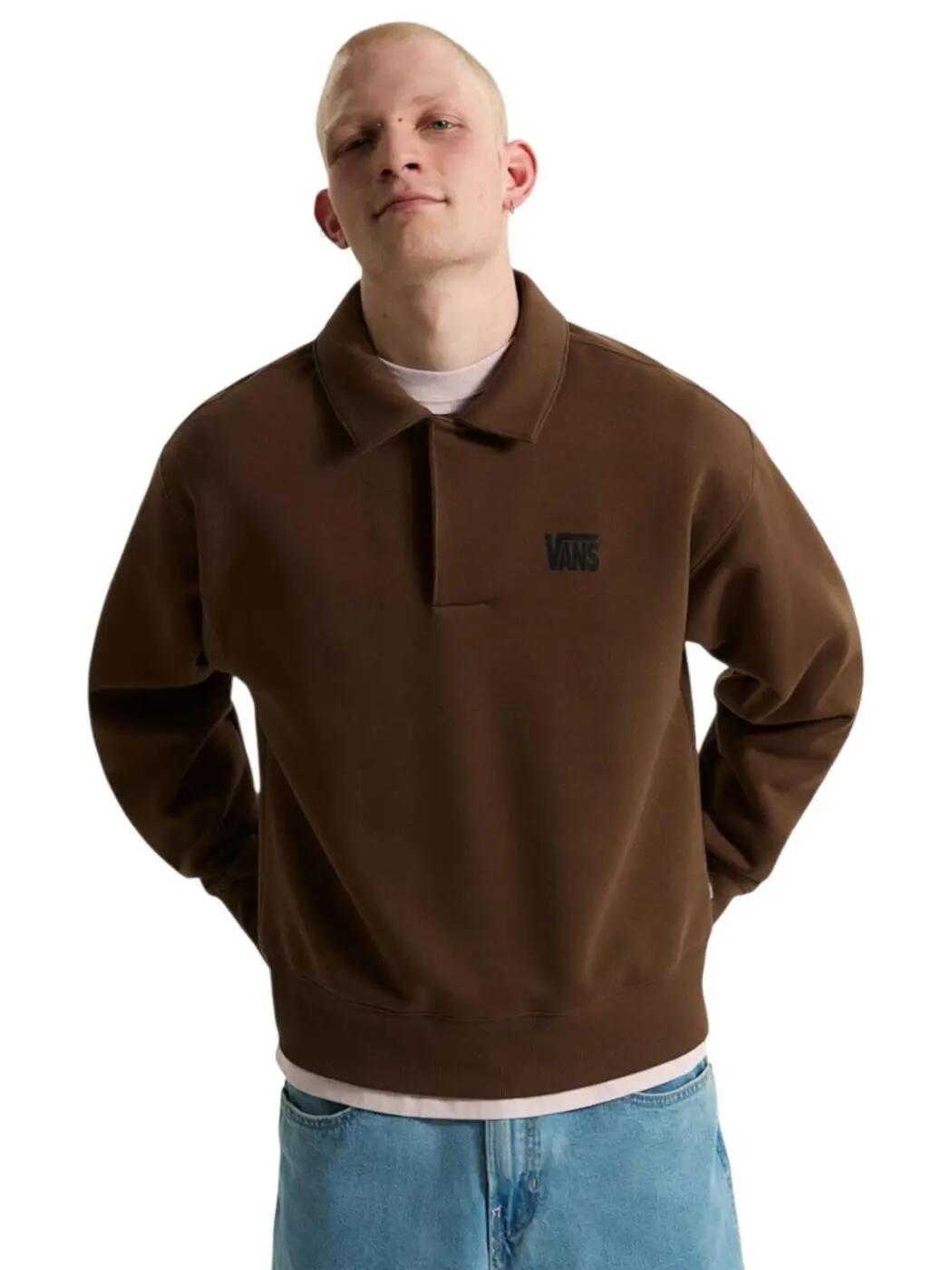 Camisolas de lã polar para Homem Vans Polo vans fleece Marrom. 3/6