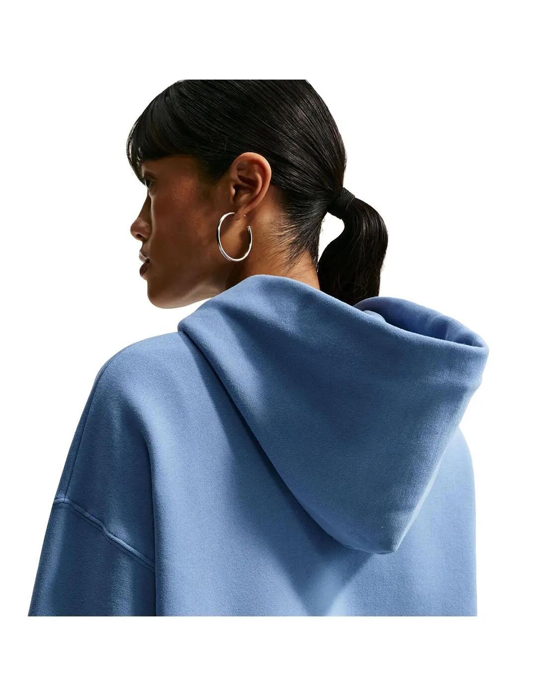 Sudadera com capuz de lã polar para Mulher Nike Studio Azul. 5/5