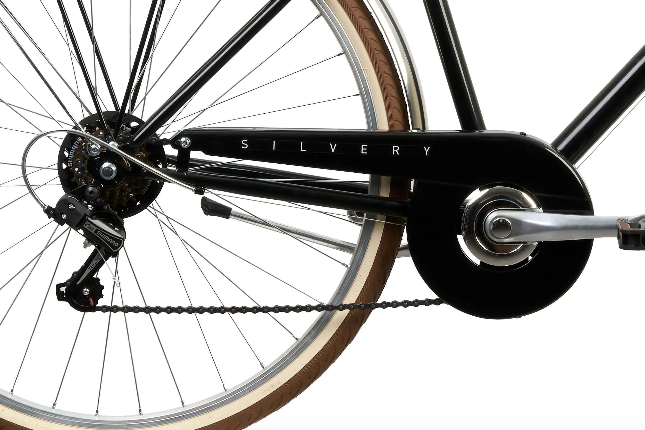 Rower Miejski Męski SILVERY 28" Lekki 6 biegów Shimano z Oświetleniem Czarny 4/6
