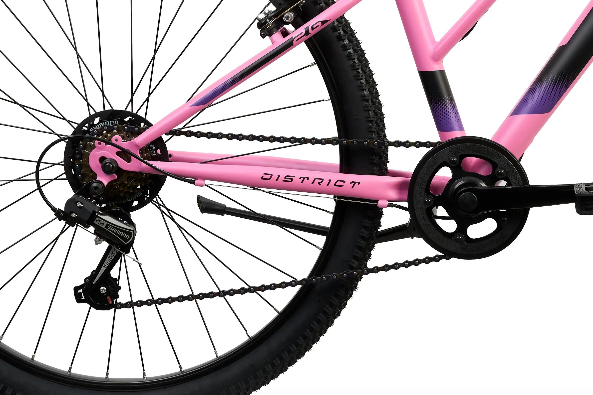 Rower Górski MTB Dziecięcy DISTRICT 26" Amortyzacja 7 biegów Shimano Różowy 4/6
