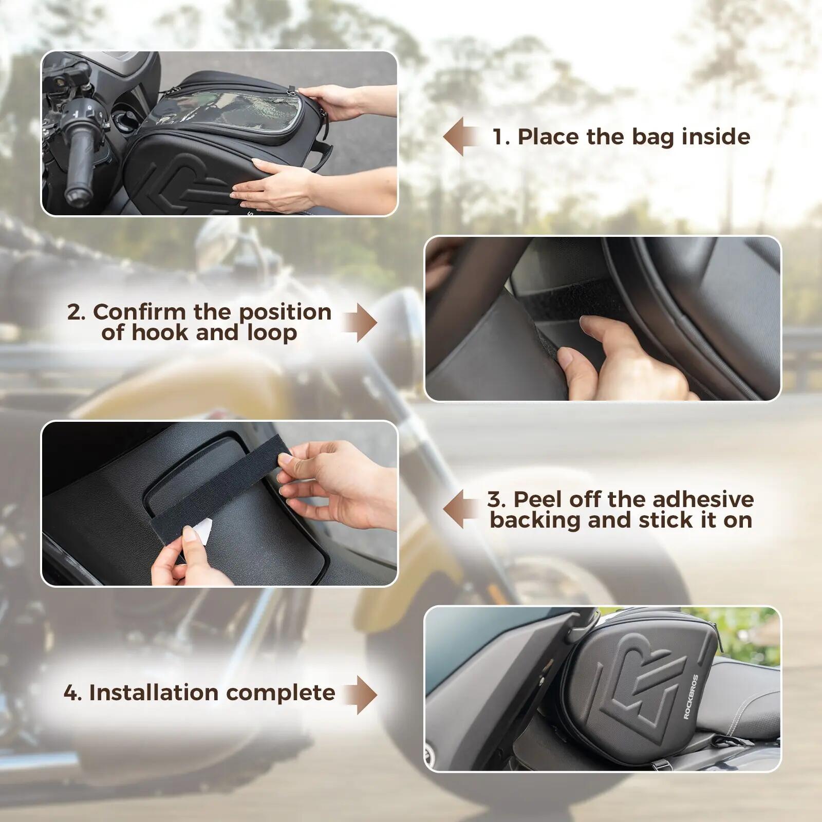 Sacoche de réservoir moto 14L avec coque EVA et poche téléphone 7/7