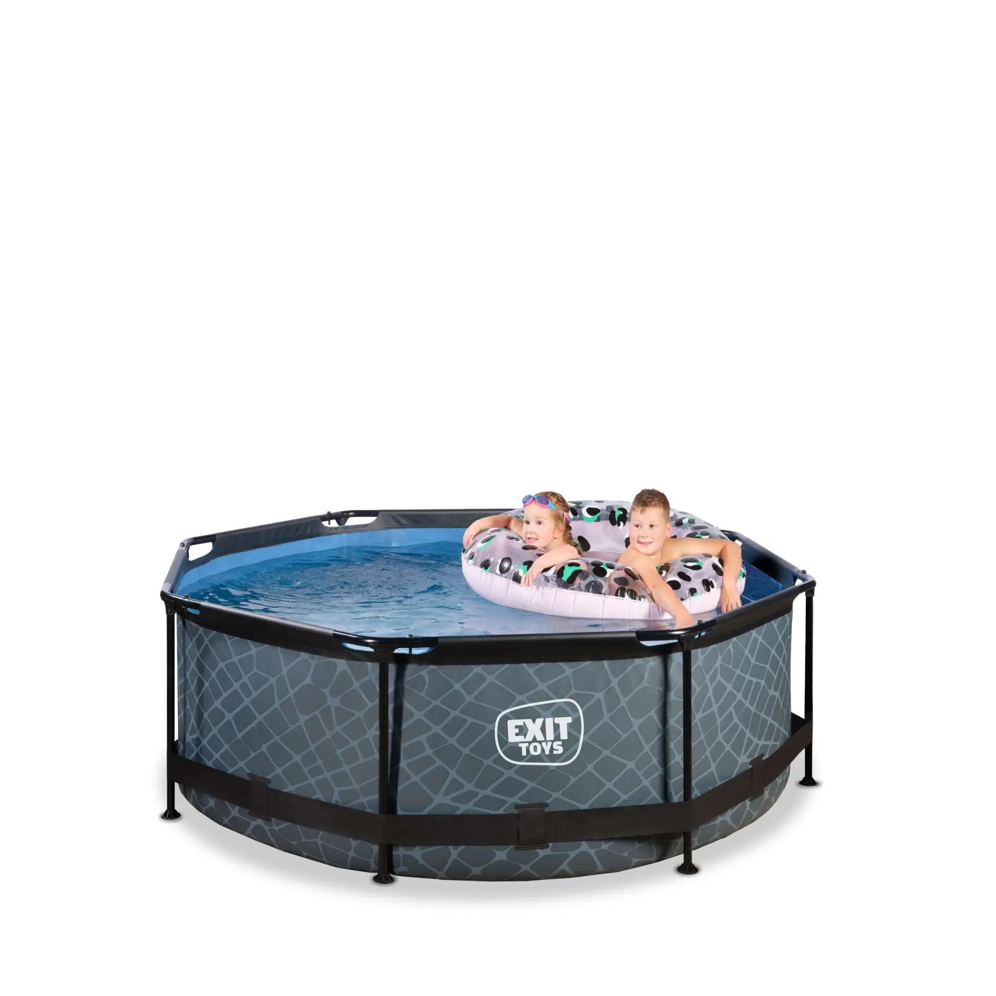 Piscina EXIT Stone ø244x76cm con pompa filtro - grigia 4/7