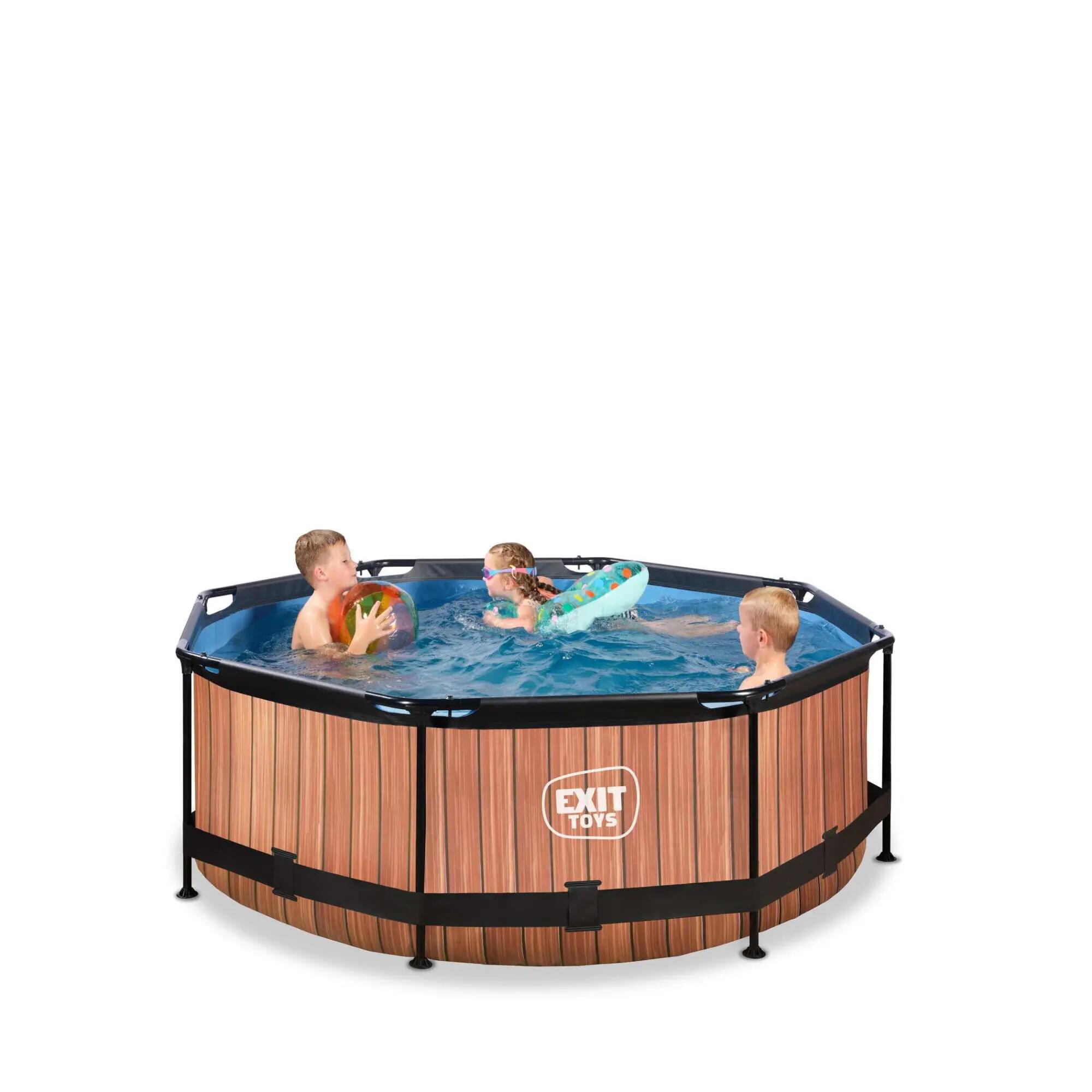 Piscina EXIT Wood ø244x76cm con pompa filtro - marrone 4/7