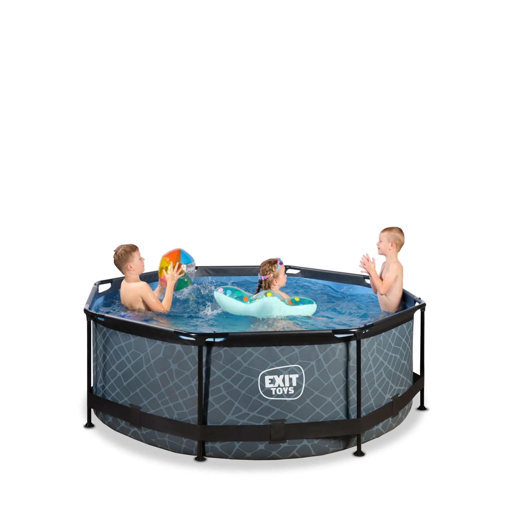 Piscina EXIT Stone ø244x76cm con pompa filtro - grigia 3/7