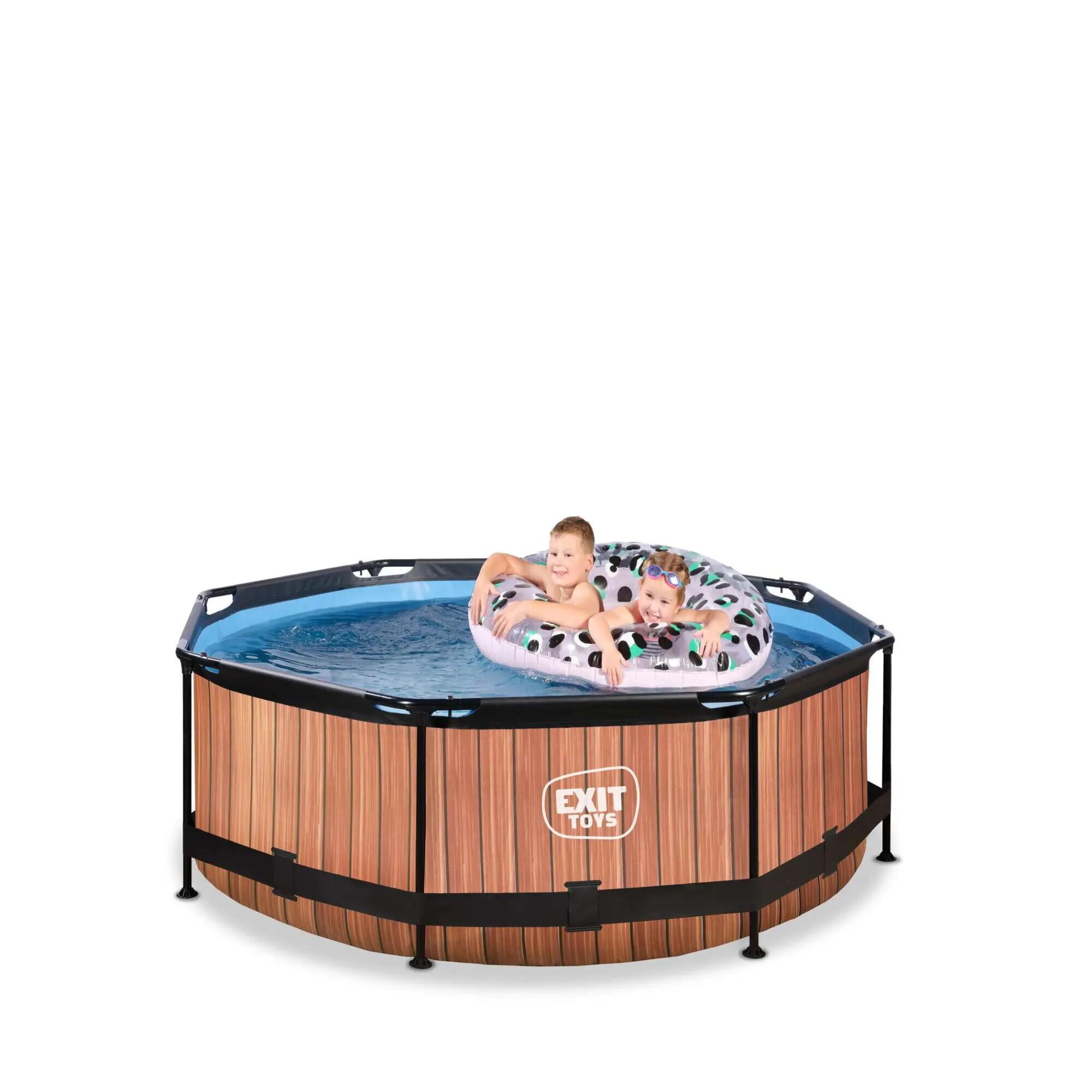 Piscina EXIT Wood ø244x76cm con pompa filtro - marrone 3/7